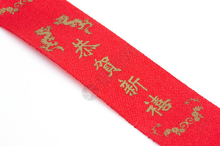 红弓和中国字母颜色新年影棚丝带庆典文化节日住民红色金子图片