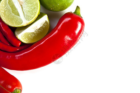 辣椒粉和石灰食品成分食物红色香料草本植物植物美食白色健康饮食热带空白图片