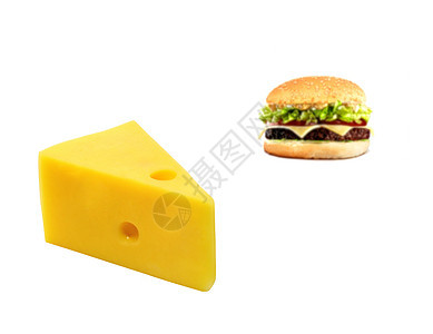 美味的芝士汉堡和切片奶酪图片