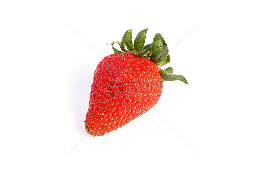 新鲜草莓水平反射食物健康饮食甜食白色绿色水果对象影棚图片