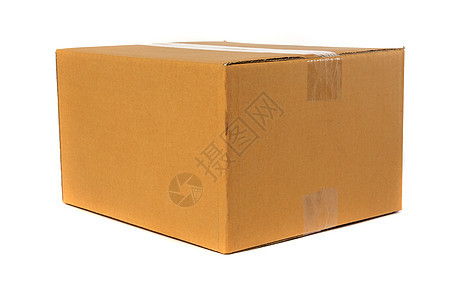 在白色背景上孤立的纸板盒中介惊喜家居零售运输开幕式包装仓库用品邮件背景图片