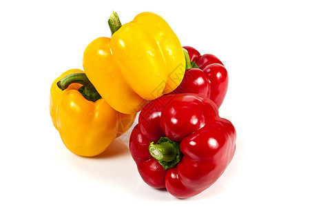 红色和黄色胡椒白色食物绿色蔬菜灯笼健康饮食颜色图片