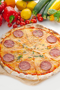 意大利原薄薄壳辣椒皮披萨食物脆皮小吃白色圆形午餐绿色蔬菜营养餐厅图片
