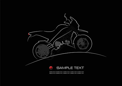 黑色背景的电动摩托车白色轮廓 矢量误判图片
