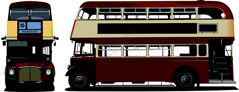 伦敦双双Decker红色巴士 矢量插图运输民众甲板司机路线旅行车辆大师稀有性图片