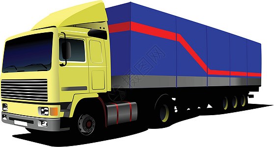 黄色卡车的矢量说明 装货集装箱的货车图片