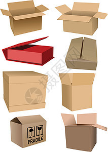 在白色后方格罗上隔离的大型纸箱包装盒纸板包装邮政送货卡片过境瓦楞商业商品棕色图片