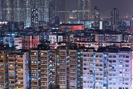 夜间在香港的建筑窗户百叶窗建筑学抵押基础设施地板住房晴天多层财产图片