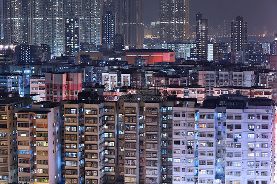 夜间在香港的建筑窗户百叶窗建筑学抵押基础设施地板住房晴天多层财产图片