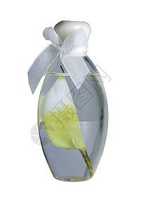 带芳香油和装饰的火焰瓶 白底隔离在白色背景上图片