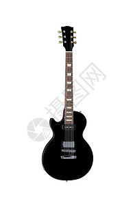 美丽的黑色电动吉他 在白色上被孤立图片