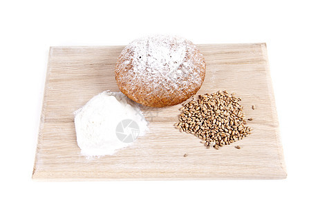 面粉和带面包的小麦谷物季节种子收成燕麦团体耳朵农场粮食木板玉米图片