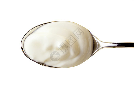 汤匙上的酸奶图片