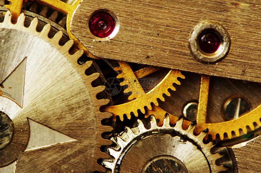 时钟机制圆形车轮手表圆圈引擎宏观工业古董工作运动图片