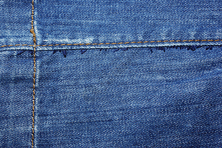 蓝色牛仔裤 黄针纹抽象纺织品背景图片