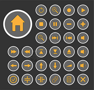矢量音频按钮集 容易编辑 任意大小界面网络力量文件夹记录指针灰色导航电脑圆形图片