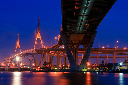 曼谷大桥踪迹密蓬天空港口戒指力量商业建筑建造面板图片