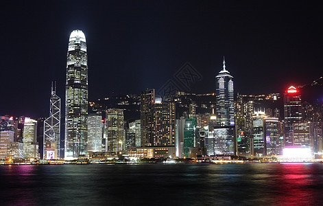 香港夜景场景地标摩天大楼金融蓝色市中心景观风景办公室天际图片