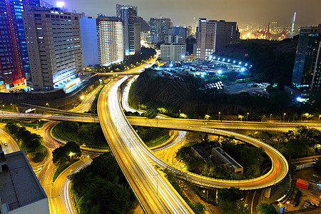 晚上在城市高速公路上风景场景土地大灯速度城市立交桥射线车辆运输图片