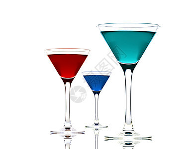 三杯鸡尾酒液体玻璃饮料正方形公告反射摄影蓝色别针木板图片