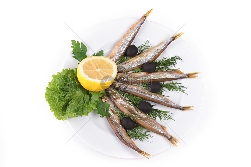 与蔬菜混合的鱼虾鱼食物盘子饮食美食沙拉柠檬牛扒餐厅炙烤鱼片图片