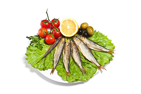 与蔬菜混合的鱼虾鱼柠檬餐厅鱼片油炸营养午餐牛扒美食烧烤盘子图片