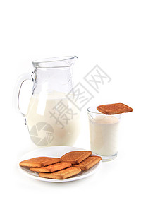 孤立的牛奶和饼干酸奶工作室金子甜点盘子谷物杯子奶制品糕点团体图片