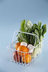 蔬菜食物纯色橙子白色绿色背景金属图片