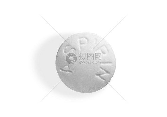 白底隔离在白色背景上的平板阿司匹林(Path)图片