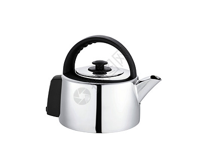 白色背景的现代金属茶壶平底锅餐具厨房火炉危险汽化图片