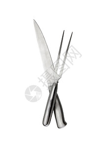 白色背景的餐具 叉子和刀子炊具用具金属餐厅银器用餐食物厨房营养图片
