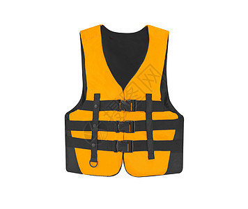 在白色背景上隔离的橙色背心橙子黄色夹克马甲衣服反光救援安全羊毛生活图片