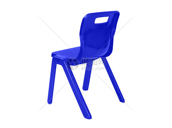 蓝色塑料椅休息家具放松椅子板条座位白色图片