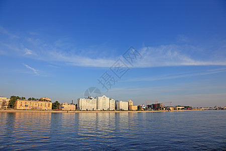 圣彼得堡城市景色在日落前的夕阳升起旅行历史风景中心景观日历金子天空全景框架图片