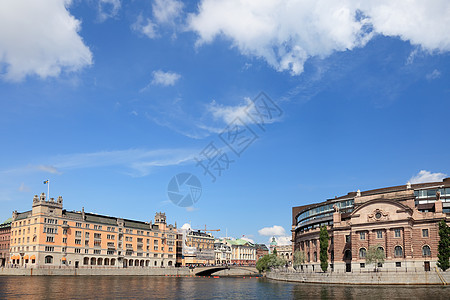 斯德哥尔摩市风景 教堂大楼 加姆拉斯坦反射中心历史性场景框架摄影首都天空旅行城市图片