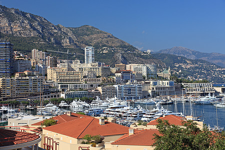 摩纳哥 法国 欧洲大公国的城市景象 法语游客旅游景观太阳血管港口游艇场景天空船舶图片
