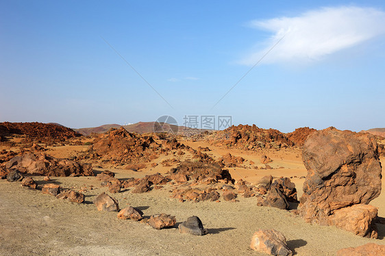 火山沙漠的全景 埃尔提德公园 特内里夫 卡纳公园火山口岩石框架山脉石头编队顶峰蓝色假期图片