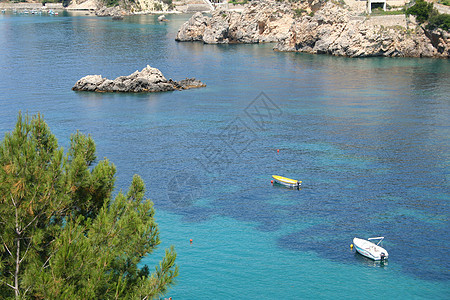 希腊 科孚 巴列冈斯特里察海岸蓝色水晶岩石假期漂浮享受乐趣游泳钓鱼海岸图片