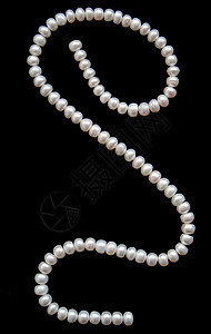 黑丝上的白珍珠珍珠宝藏婚礼奢华珠子反射项链宝石象牙光泽度图片