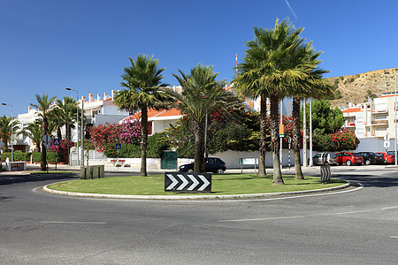 葡萄牙里斯本有棕榈横跨圆圈的十字路口图片