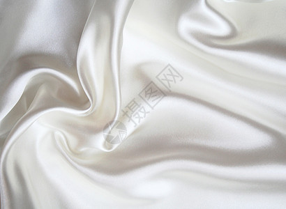 平滑优雅的白色丝绸作为背景投标纺织品寝具奢华新娘衣服海浪版税布料涟漪图片