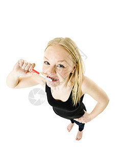 带牙刷的女人人脸女性视角青年医学医疗白色保健对象牙齿图片