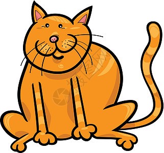 黄猫绘画虎斑黄色地面动物尾巴插图小猫卡通片红色背景图片