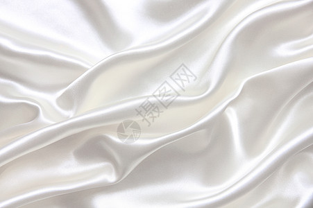 平滑优雅的白色丝绸涟漪银色投标新娘曲线材料折痕纺织品布料织物图片