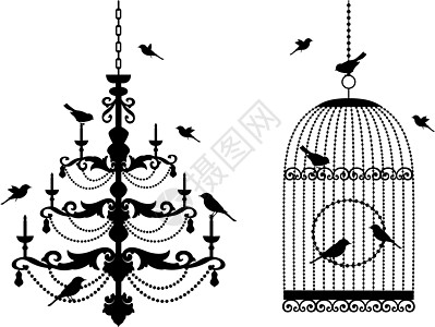 鸟类和吊灯 矢量图片