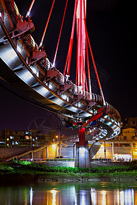 晚上在台北桥运输建筑景观车道地标建造商业戏剧性穿越反射图片