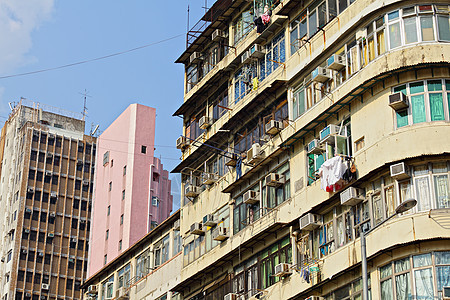 香港旧大楼住宅高楼财产抵押窗帘窗户地板多层生活城市图片