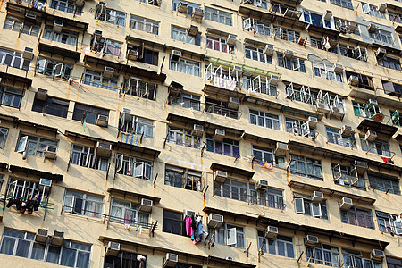 香港旧大楼住房住宅窗帘抵押天空财产生活窗户摩天大楼高楼图片