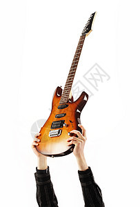 白背景孤立的吉他手摇滚明星流行音乐家男士摇滚乐风格电吉他年轻人音乐音乐家图片