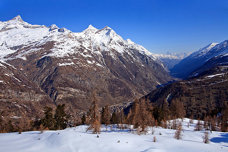 Zermatt市环绕高山 瑞士马特霍恩图片